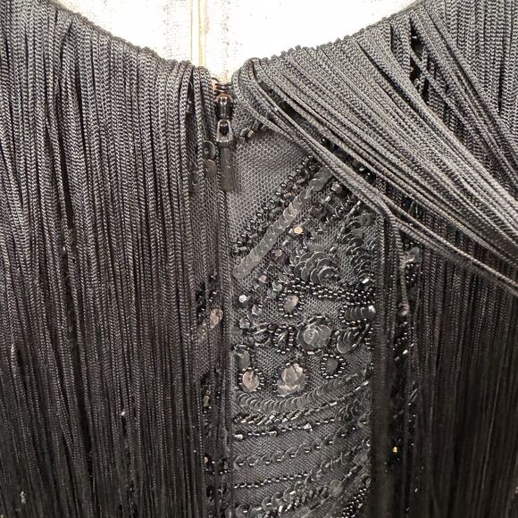 Elie Saab Bead Embroidered Gown “Dark Waves” Black Sequin Fringe FR 38 $15000 - Picture 14 of 16